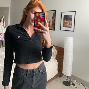 BLACK LONG SLEEVE CROP